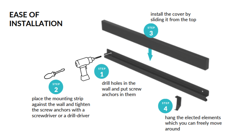 Επκα Σετ Κουζίνας Luxion 100 cm με Αξεσουάρ Μέταλλο με Κρυφή Στερέωση Μαύρο 1208969983