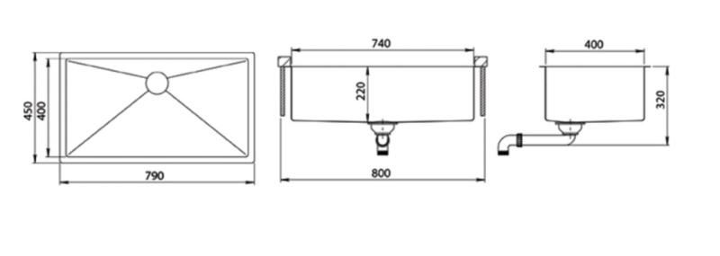 Ausmann Mosel μεγάλος χάλκινος νεροχύτης από ανοξείδωτο ατσάλι - PVD χαλκός 74x40 καθολικός 1208970018