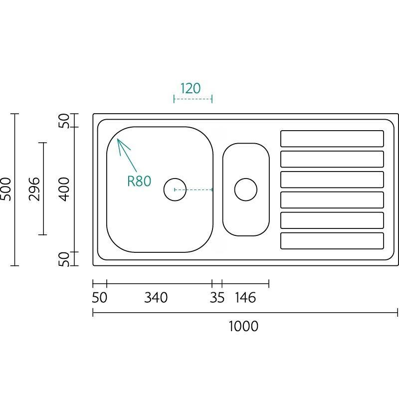 Νεροχύτης Banka Centurio 100-15 RVS 1,5 επιφάνειας 100 x 50εκ. με τμήμα στραγγίσματος 1208970035