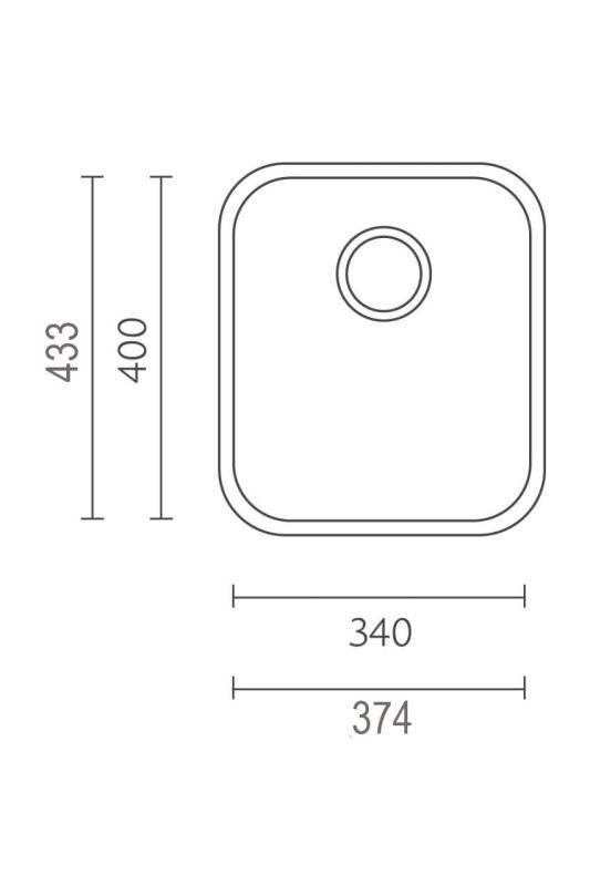 Τράπεζα IB3440 RVS Νεροχύτης 34 x 40 cm Επιφάνεια και Επίπεδη εγκατάσταση 1208970047