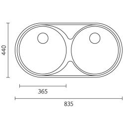 Banka Andalucia ανοξείδωτο διπλό νεροχύτη 835 x 440 cm επιτραπέζιο 1208970050