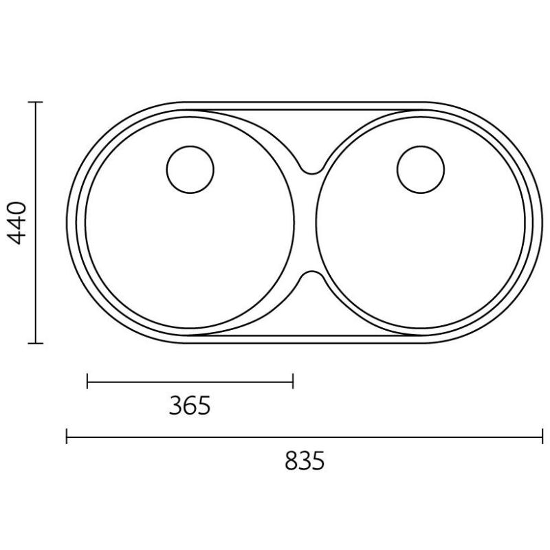 Νεροχύτης Ανδαλουσίας RVS Διπλός 835 x 440 εκ. Εντοιχιζόμενος 1208970051