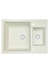 GraniteMy Smart εξαιρετικά ρηχός 1,5 νεροχύτης επιφάνειας από γρανίτη σε λευκό χρώμα 58x44cm με λευκή τάπα και κάλυμμα 1208970052.