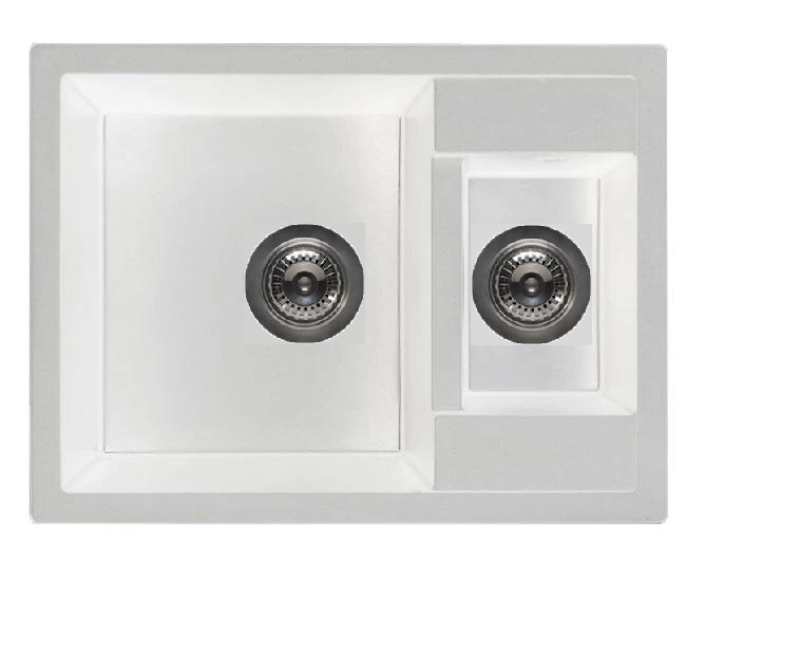 GraniteMy Smart εξαιρετικά ρηχός 1,5 νεροχύτης επιφάνειας από γρανίτη σε λευκό χρώμα 58x44cm με λευκή τάπα και κάλυμμα 1208970052.