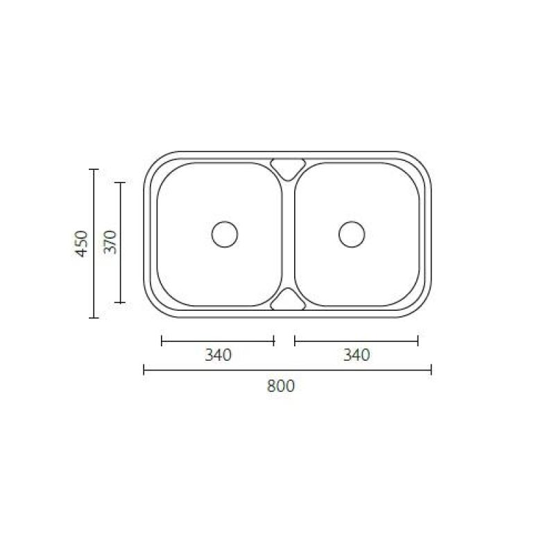 Banka Halifax ανοξείδωτο διπλό νεροχύτη επιτραπέζιο 80x45 cm 1208970060