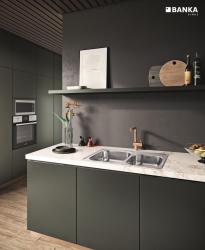 Banka Princess ανοξείδωτο διπλό νεροχύτη επιτραπέζιο 84x56 cm με οπή για βρύση 1208970066