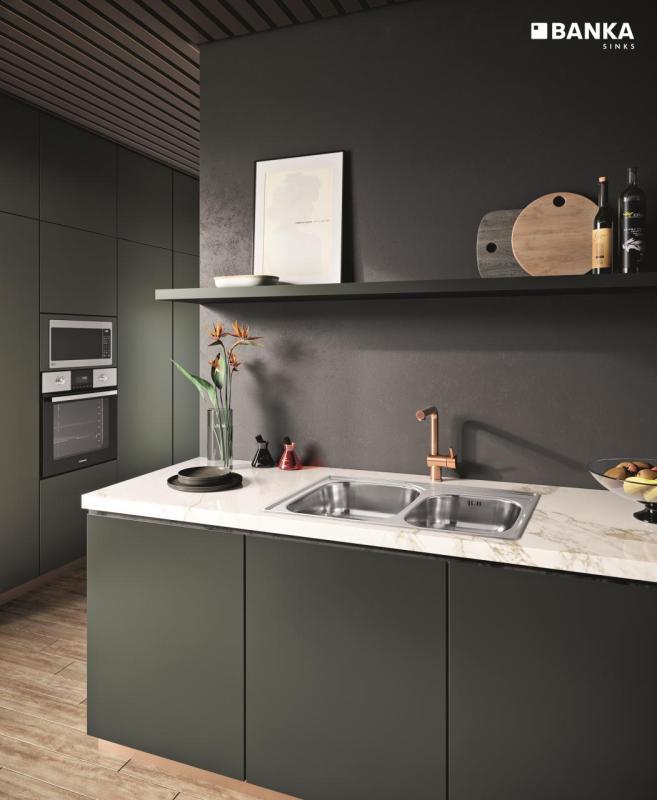 Banka Princess ανοξείδωτο διπλό νεροχύτη επιτραπέζιο 84x56 cm με οπή για βρύση 1208970066