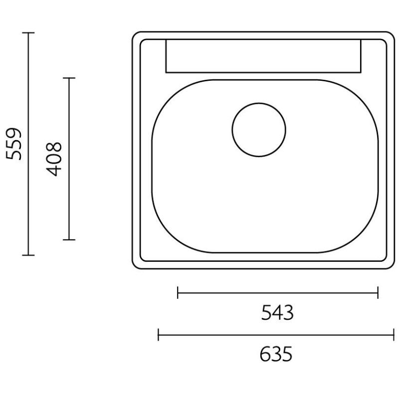 Νεροχύτης από ανοξείδωτο χάλυβα Banka Detroit 635 x 559 χιλιοστά επιφάνειας με οπή για βρύση 1208970077