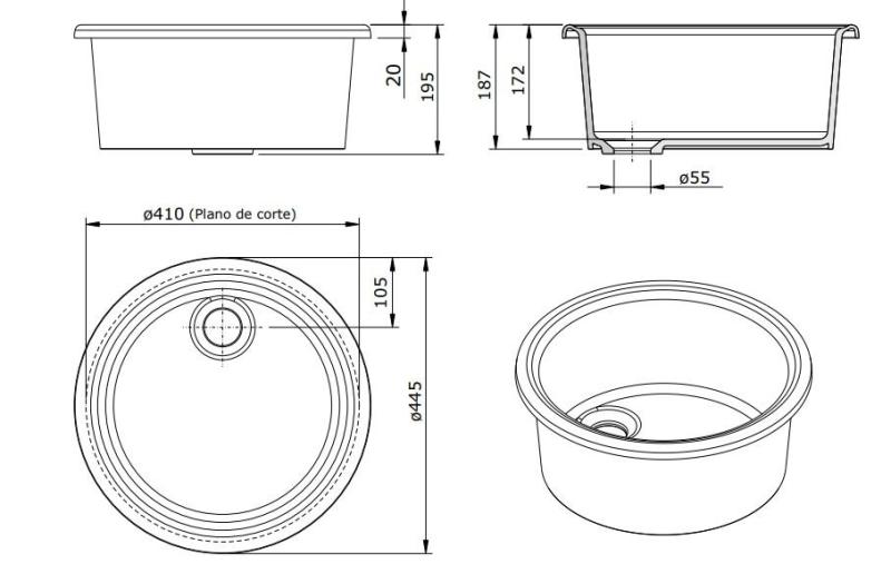Ausmann Κεραμική Λεκάνη Brook κεραμικός λευκός στρογγυλός νιπτήρας επιτραπέζιος 1208970092