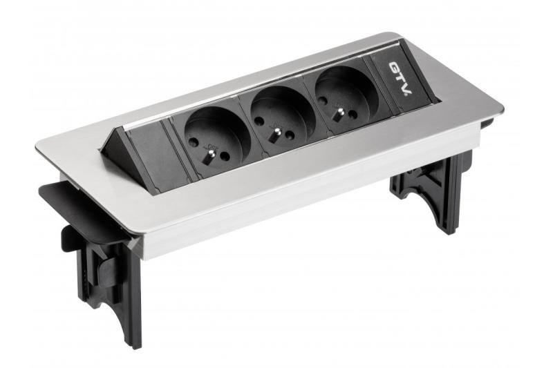 Καλώδιο προέκτασης γραφείου χωρίς κασέτα, τριπλή πρίζα με γείωση, καλώδιο τροφοδοσίας 1,5 m με βύσμα, ανοξείδωτο.