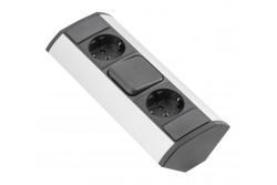 MINI γωνιακό εξάρτημα με διακόπτη και 2 πρίζες Schuko 230V 16A
