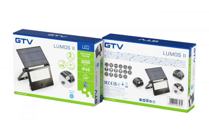 Φως ηλιακής πλημμύρας LUMOS II, LED, 3000lm, 6400K, 2x2600mAh αντικαταστάσιμο, IP65, μαύρο