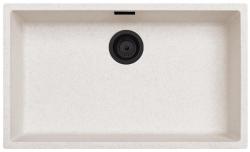 Άμμος Λευκός Μεγάλος Νεροχύτης 70x40 cm Υποκατασκευή, Επικάλυψη και Εντοιχισμός με Μαύρη Ματ Βαλβίδα 1208970525