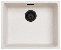 Αμμοχρώμα Λευκό Κρέμ Νεροχύτης 50x40 εκ Ενδοχώρα, Επικάλυψη και Ενσωμάτωση με Μαύρο Ματ Πώμα 1208970545