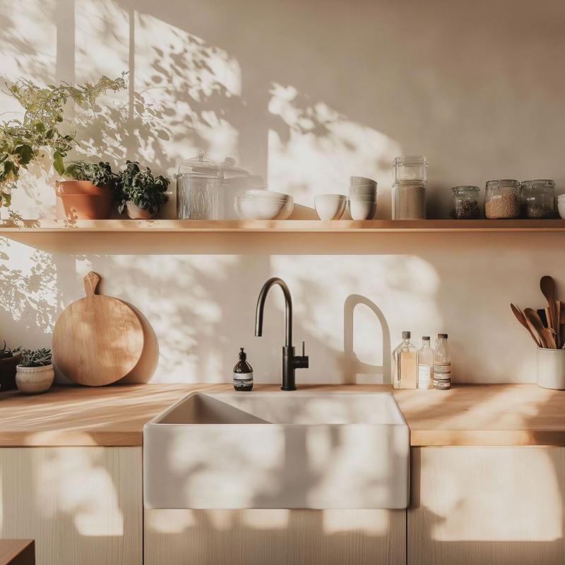 Ausmann Ceramic Panor Shade Κεραμικό λευκό νεροχύτη Butler - Υποδομή και ενδιάμεση δομή 630 x 597 mm με οπή για βρύση και βύσμα Gun metal 1208970551