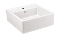 Ausmann Κεραμικός Νεροχύτης Πανοραμικής Απόχρωσης Λευκός Butler - Εντοιχιζόμενος και Ημιεντοιχιζόμενος 630 x 597 mm με επιφάνεια για μπαταρία και Λευκό βύσμα 1208970556