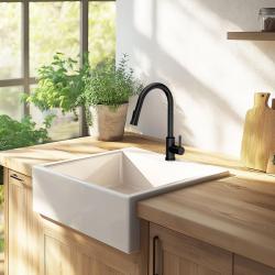 Ausmann Κεραμικός Νεροχύτης Panor Shade Λευκός Butler - Εντοιχισμένος και Ημιεντοιχισμένος 630 x 597 mm με επιφάνεια για μπαταρία και ανοξείδωτο πώμα 1208970560