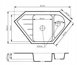 Graniteland Amiata Γρανιτένιο λευκό γωνιακό νεροχύτη επιτραπέζιο 965x496mm με ανοξείδωτο πώμα 1208970622