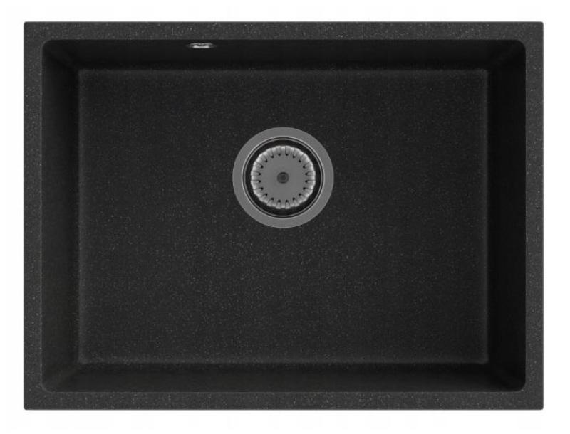 Graniteland Solo Γρανίτης μαύρος Αρντουίν look Νεροχύτης εντοιχιζόμενος 535x400 mm με πρίζα ανοξείδωτου ατσαλιού 1208970638