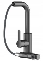 Graniteland Celeste Μπαταρία Κουζίνας Gun metal με Επεκτεινόμενο Ρύγχος και Διπλής Λειτουργίας Ντους Χεριού 1208970666