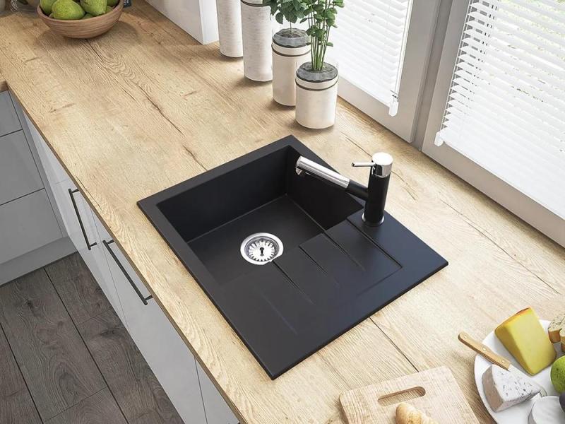 Graniteland Ceres Μαύρη Κουζινομπρύζα με Αποσπώμενη Ροή και Διπλή Λειτουργία Ντουζιέρας 1208970707