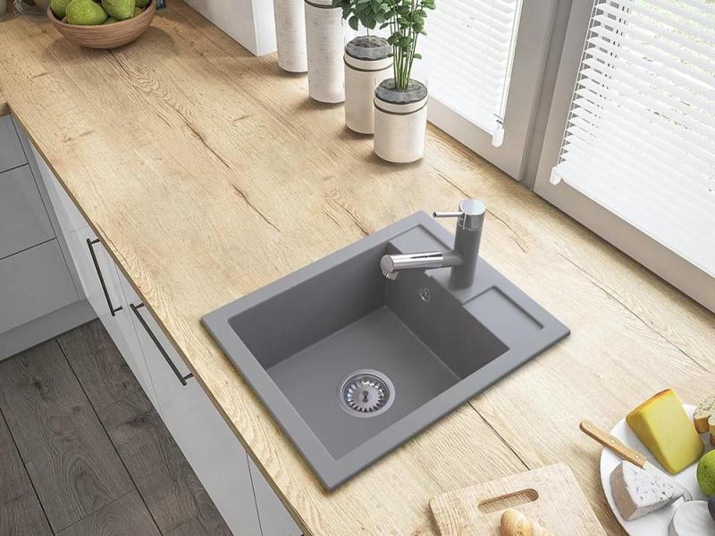 Graniteland Ceres Κουζίνα Μπαταρία Γκρι με Επεκτεινόμενο Ρύγχος και Διπλής Λειτουργίας Χειροκίνητο Ντους 1208970710
