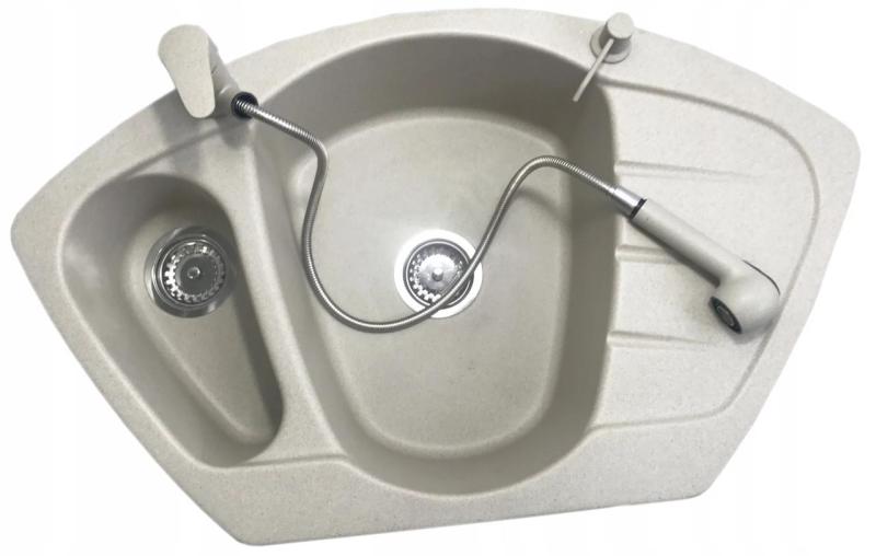 Graniteland Rhea Κουζινόμπριζα Beige άμμος με Αποσπώμενη Βρύση και Διπλής Λειτουργίας Χειρός Ντους 1208970713