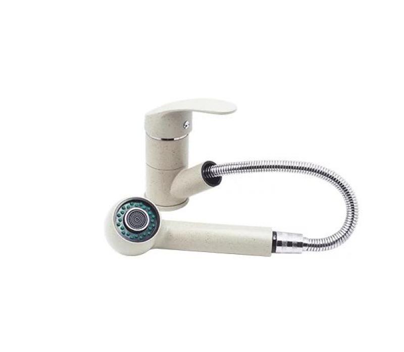 Graniteland Rhea Κουζινόμπριζα Beige άμμος με Αποσπώμενη Βρύση και Διπλής Λειτουργίας Χειρός Ντους 1208970713