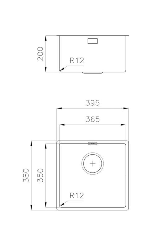 Φόστερ L35 Ειδικός 35cm μακρύς ανοξείδωτος νεροχύτης 365 x 350 mm εντοιχισμένος 1208970722