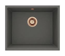 GraniteMy Universal Γρανίτης Γκρι, σκούρο Νεροχύτης 50x40 εκ. Επιφανειακή, Υποδομή και Εντοιχισμένη με Χάλκινο Πώμα 1208970757