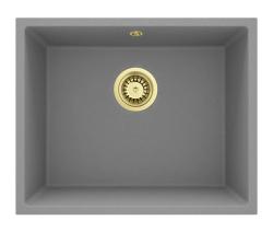 GraniteMy Universal Μονό Γκρι Νεροχύτης Γρανίτη 50x40 cm Επιφάνειας, Υποδομής και Εντοιχισμένος με Χρυσή Πρίζα 1208970760