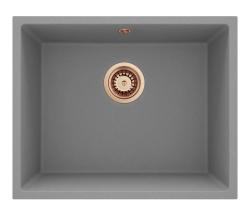 GraniteMy Universal Γρανίτης Γκρι Νεροχύτης 50x40 εκ Επιφάνειας, Υποδομής και Επιπεδης Εντοιχισμένος με Χάλκινο Πώμα 1208970761