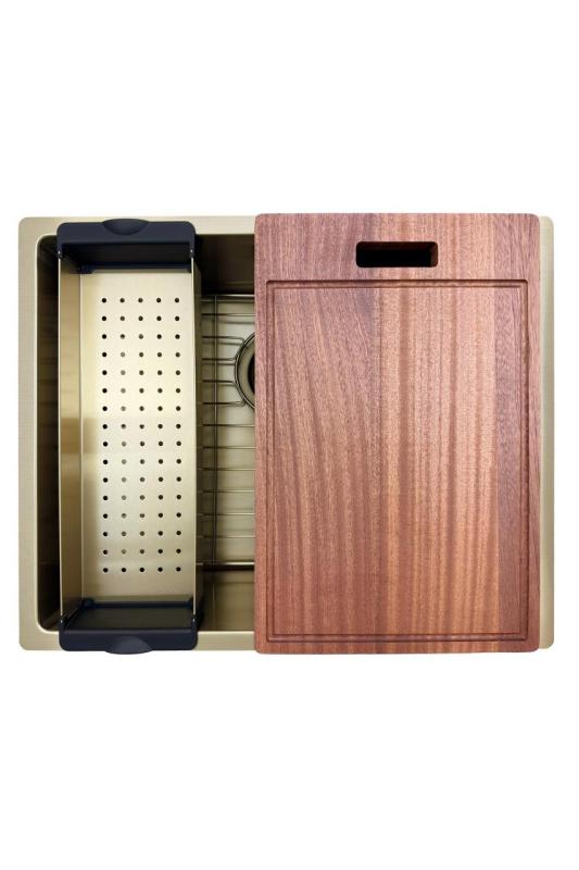 Pure.Sink Prestige Σετ Συνδυασμού Χρυσή Νεροχύτη 50x40 εκ. με Χρυσή Κουζινοβρύση 1208970764