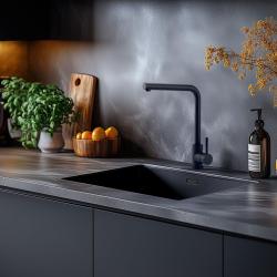 Σετ Συνδυασμού Μαύρου Νεροχύτη 50x40cm με Μαύρη Βρύση Κουζίνας 1208970765