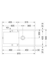 Franke Maris MRG 611-97 Fragranite Mat Μαύρο Νεροχύτης 97 x 50 εκατοστά Επιφάνεια με Στραγγιστήρα 114.0628.967
