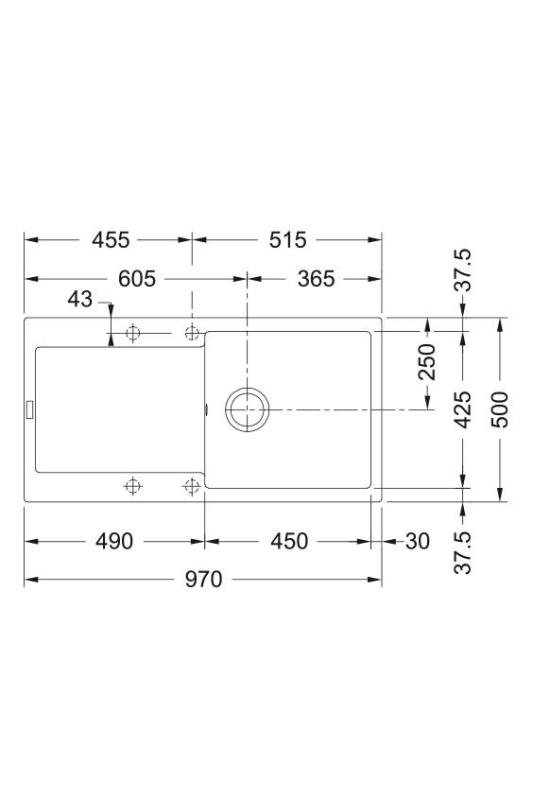Franke Maris MRG 611-97 Fragranite Mat Μαύρο Νεροχύτης 97 x 50 εκατοστά Επιφάνεια με Στραγγιστήρα 114.0628.967