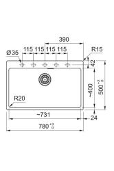 Franke Maris MRG 610-70 TL Fragranite Mat Μαύρος Νεροχύτης 78 x 50 cm Επιφάνειας με Τρύπα Βρύσης 114.0668.727