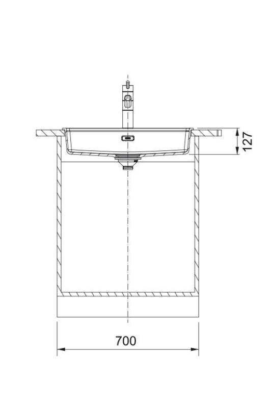 Franke Maris MRG 610-60 Care Fragranite Mat Μαύρος ρηχός νεροχύτης για άτομα με ειδικές ανάγκες 635 x 559 mm Επιφάνεια με τρύπα για βρύση 114.0729.484
