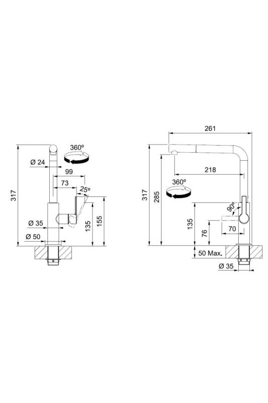 Franke Maris Slim L Κουζινόμπριζα Χρωμίου με Ανασύρσιμη Εκβολή 115.0728.393