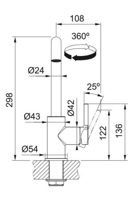 Franke Lina U Κουζινόμπρεχτο με Περιστρεφόμενο Στόμιο Χρώμιο 115.0728.473