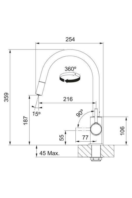 Μπαταρία κουζίνας Franke Lina Chrome με αποσπώμενο ντους χειρός 115.0693.229