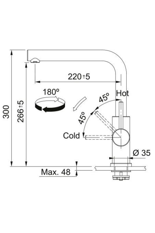 Franke Smart Glenda Βρύση Κουζίνας με Περιστρεφόμενη Εκροή RVS 115.0706.985