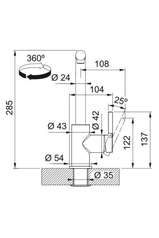 Μπαταρία Κουζίνας Franke Lina L Onyx με Αποσπώμενο Σωλήνα 115.0728.484