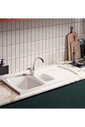 Ausmann Ceramic Crest 1,5 Κεραμικός Λευκός Νεροχύτης με Περιοχή Στραγγίσματος 995 x 497 χιλιοστά 1208971131