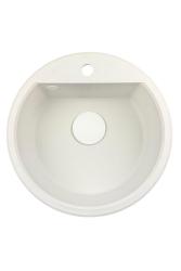 GraniteMy Bremen γύρος γρανίτης νεροχύτης 43 εκατοστά λευκός επιφάνειας και υποστήριξης με τρύπα για βρύση με λευκή πρίζα 1208971221