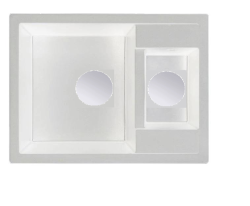 GraniteMy Smart επιπλέον ρηχή 1,5 γρανιτένια επιφάνεια λευκού νεροχύτη 58x44cm με χάλκινο πώμα 1208970052