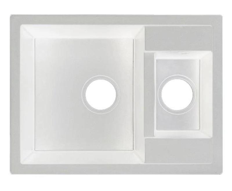 GraniteMy Smart επιπλέον ρηχή 1,5 γρανιτένια επιφάνεια λευκού νεροχύτη 58x44cm με χάλκινο πώμα 1208970052