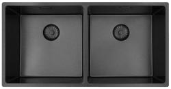 Pure.Sink Prestige Διπλό Gun metal νεροχύτης 82x40 εκ 10mm ακτίνα επιφάνειας, επίπεδης κατασκευής και επικαθήμενης PPG404040-61