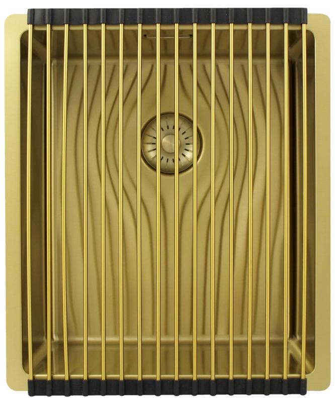 Pure.Sink Exclusivo Χρυσή νεροχύτη 34x40 cm 10mm ακτίνα εντοιχισμένη, επίπεδη κατασκευή και επικατασκευή PEX3440-60