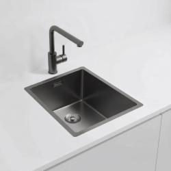 Pure.Sink Exclusivo Gun metal νεροχύτης 34x40 εκ. 10mm ράγιους επίπεδης κατασκευής, επιφανειακής και υπερυψωμένης PEX3440-61